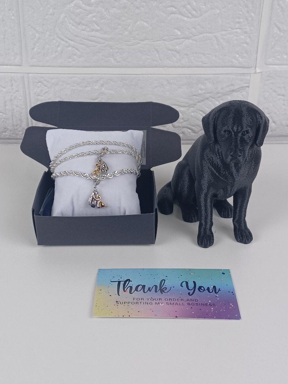 S925 Sterling Silver Pet Memorial Jewelry Gift Set Rope Chain Necklace, Bracelet
